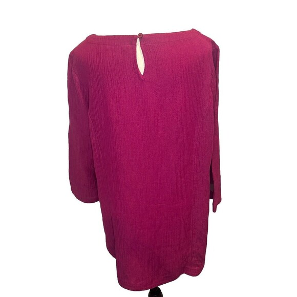 Women’s Soft Surroundings PINK Ramie Rayon Tunic Top Gauze Textured Buttons Sz M - Picture 4 of 9